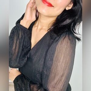 Banana Republic Factory Size S Black Blouse